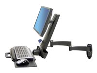 Ergotron 200 Series Combo Arm - Mounting kit (articulating arm, keyboard tray with left/right mouse tray, barcode scanner and mouse holder) - for LCD display / PC equipment - steel - black - screen size: up to 24" - wall-mountable