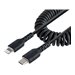 StarTech.com 50cm/20in USB C to Lightning Cable, MFi Certified, Coiled iPhone Charger Cable, Black, Durable and Flexible TPE Jacket Aramid Fiber, Heavy Duty Coil Charging Cable