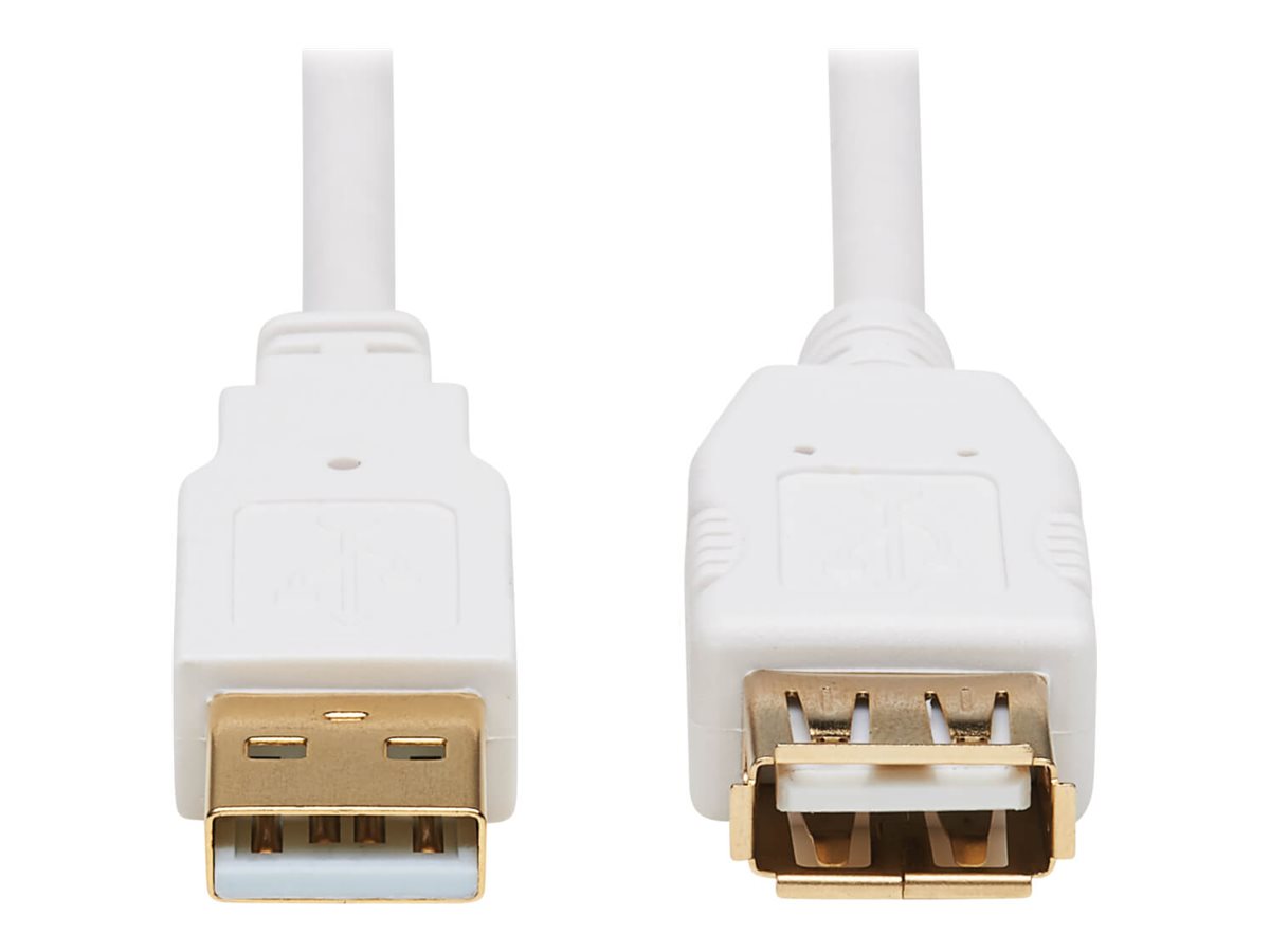 Tripp Lite Safe-IT USB-A Antibacterial Extension Cable (M/F), USB 2.0, White, 3 ft.