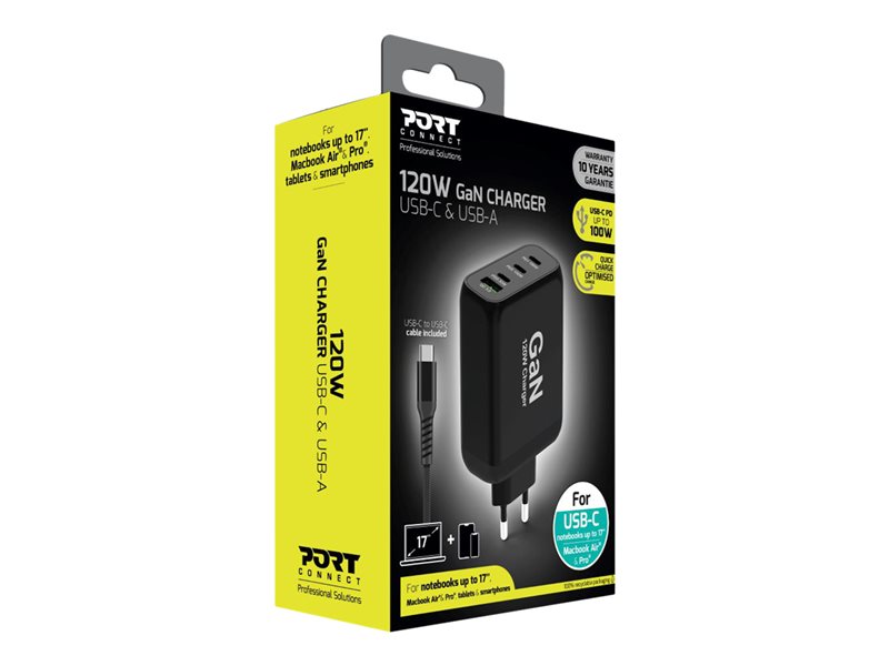 PORT Connect Chargeur Secteur Combo 120W - 2x 100W + 1x 30W USB-C