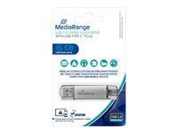 MediaRange combo 16GB USB 3.1 / USB-C Sølv