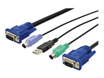 DIGITUS KVM-Kabel D-Sub15 -> 2xPS/2+USB+D-Sub15  St/St 5.00m
