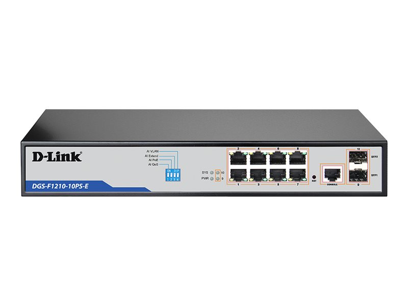 D-Link DGS F1210-10PS-E, switch, 10 ports, smart, rack-mountable