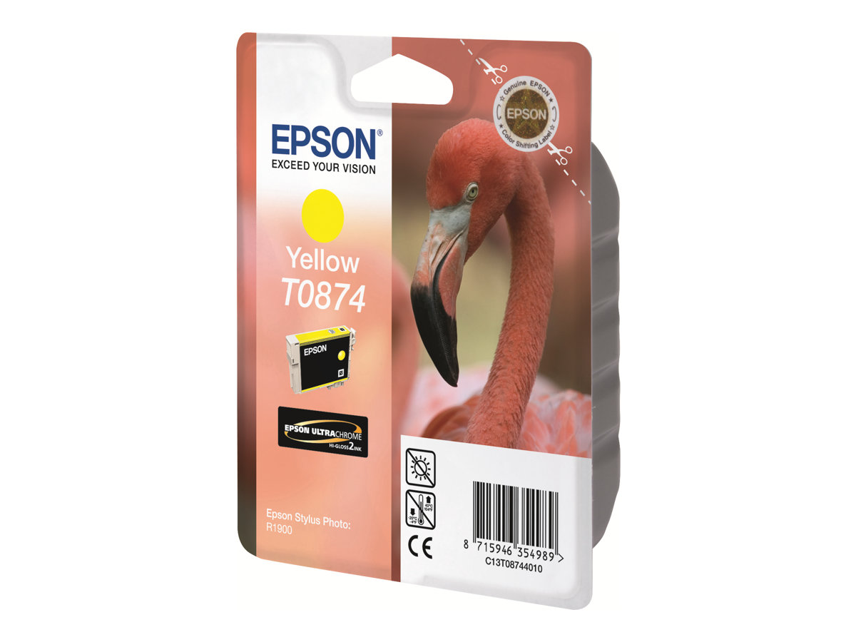 Epson T0874 yellow original ink Product shot Front 79800