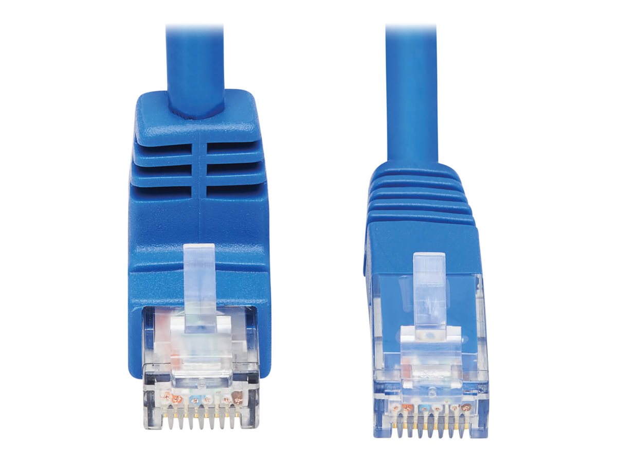 Tripp Lite Down-Angle Cat6 Gigabit Molded UTP Ethernet Cable (RJ45 Right-Angle Down M to RJ45 M), Blue, 15 ft.