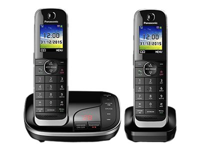 Panasonic Kx Tgj322eb Cordless Phone Answering System With Caller Id Additional Handset 3 Way Call Capability