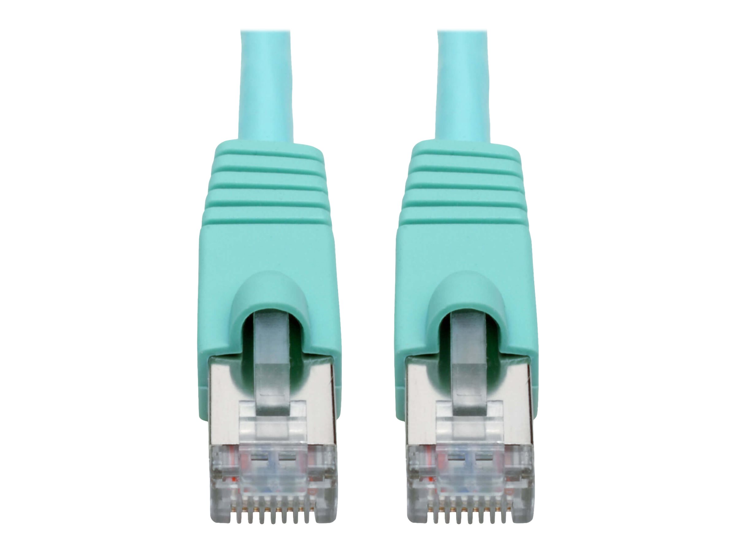 Tripp Lite Cat6a 10G-Certified Snagless Shielded STP Network Patch Cable (RJ45 M/M), PoE, Aqua, 14 ft.