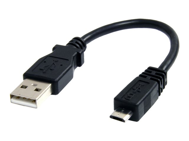 Image of StarTech.com 6in Micro USB Cable - A to Micro B - USB to Micro B - USB 2.0 A Male to USB 2.0 Micro-B Male - 6-inches - Black (UUSBHAUB6IN) - USB cable - USB to Micro-USB Type B - 15 cm