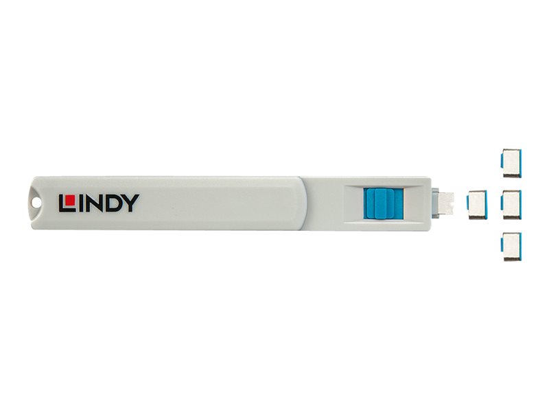 Kit bloqueur de port USB Type C avec clé et 4 verrous, bleu