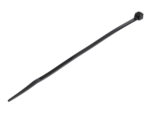 Image of StarTech.com 15cm(6") Cable Ties, 3mm(1/8") wide, 39mm(1-3/8") Bundle Diameter, 18kg(40lb) Tensile Strength, Nylon Self Locking Zip Ties with Curved Tip, 94V-2/UL Listed, 100 Pack, Black - Nylon 66 Plastic - TAA (CBMZT6B) - cable tie - TAA Compliant