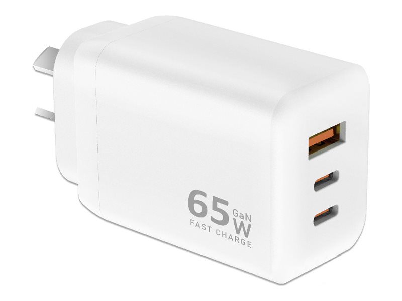 Sansai power adapter, 2 x USB-C, USB, 65 watt
