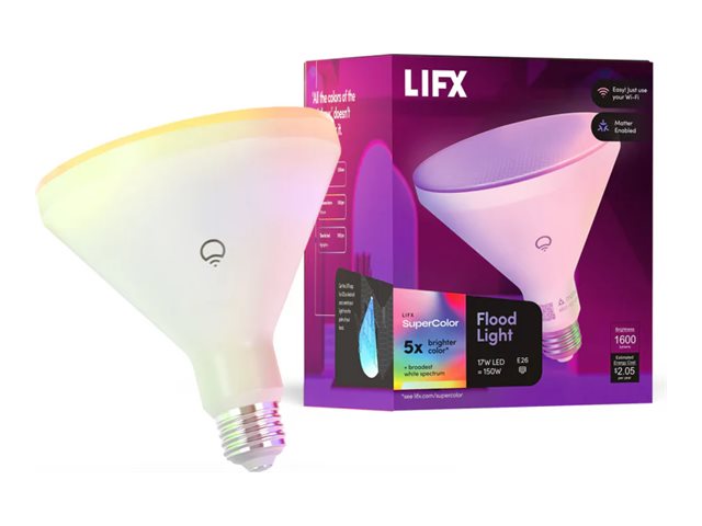 LIFX SuperColor LED spot light bulb shape: PAR38 E26 17 W 1500-9000 Product shot Front 79350