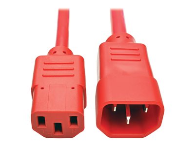 Tripp Lite 2ft Computer Power Extension Cord 10A 18 AWG C14 to C13 Red 2'