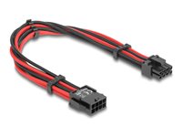 DeLOCK Strøm 8 pin EPS12 V (male) - 8 pin PCI Express-strøm med aftagelig 2 pin sektion (female) Sort Rød 30cm Forlængerkabel til strøm