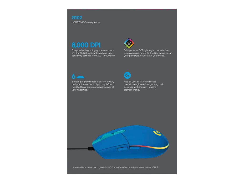 LOGI G102 Lightsync Blue EER