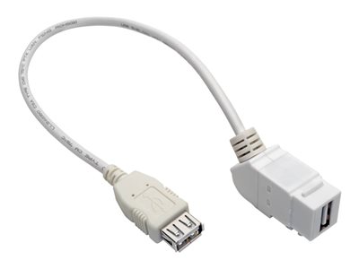 Eaton Tripp Lite Series USB 2.0 All-in-One Keystone/Panel Mount Coupler Cable (F/F), Angled Connector, White, 1 ft.