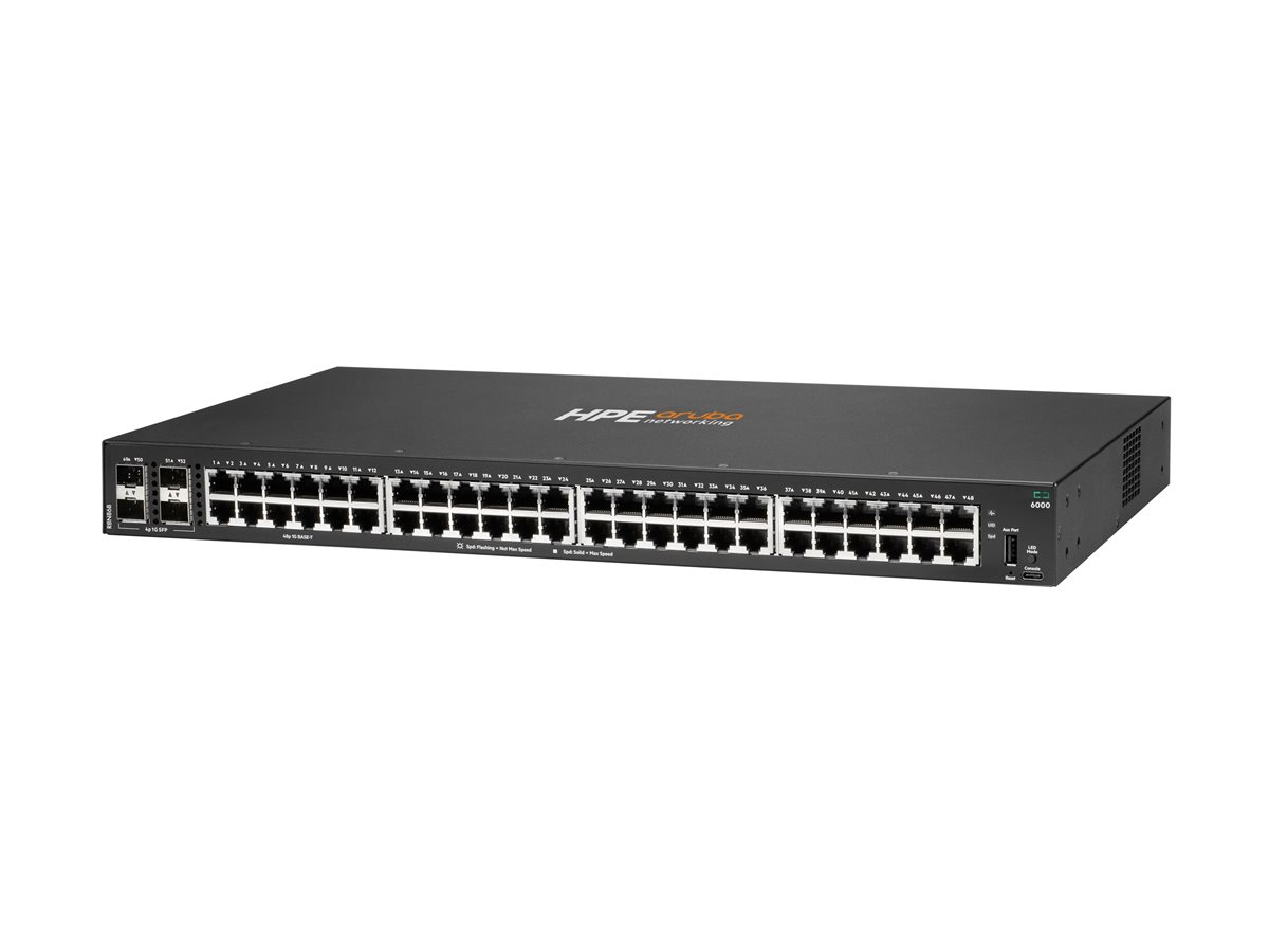 HPE Aruba Networking CX 6000 48p 10M/100M/1G 4p SFP 1G Switch - přepínač - 48 porty - řízený - Lze montovat do rozvaděče