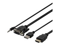 DELTACO HDMI-kabel HDMI/VGA/audio/USB 2m Sort
