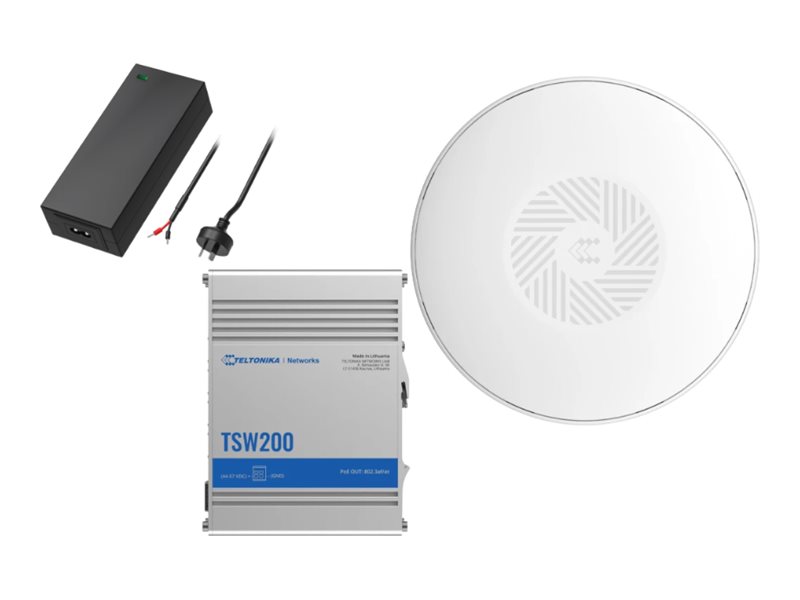 Teltonika TAP200 Kit radio access point Wi-Fi 5 with Teltonika TSW200 switch and 62W power Product shot Front 79500