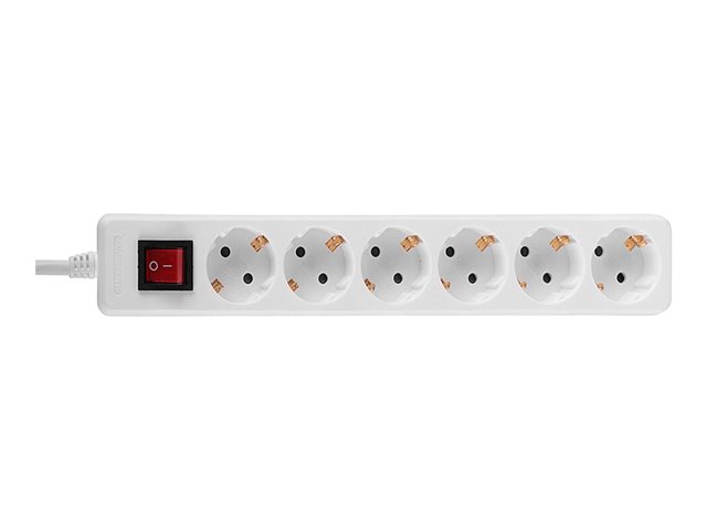 Multiprise 6 prises Schuko avec interrupteur, blanc