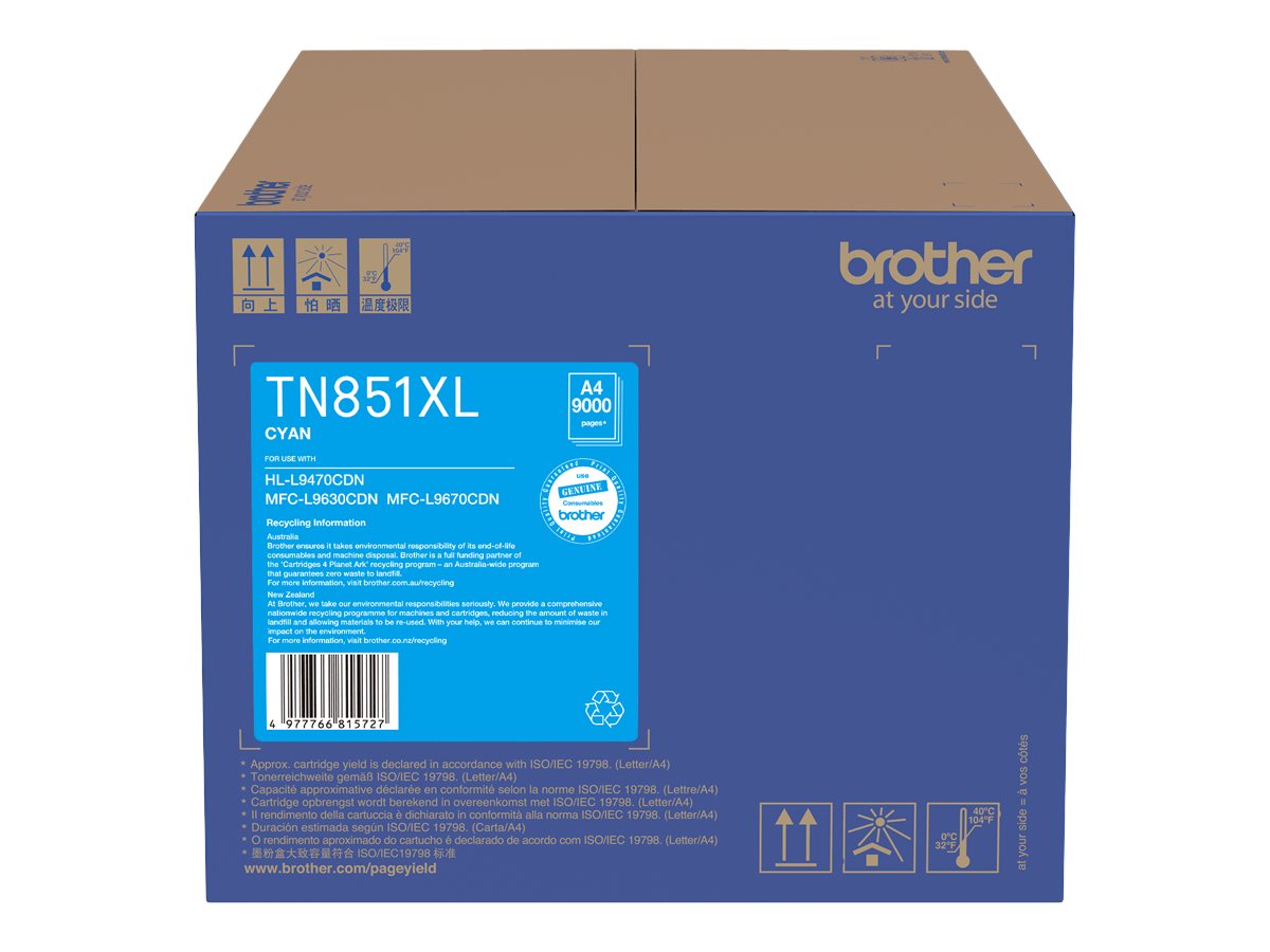 Brother TN851XLC high capacity cyan original toner Package view Front 80520