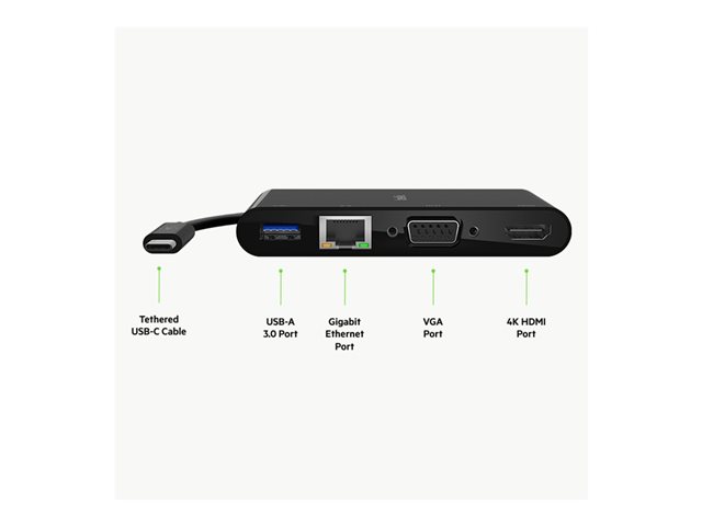 Belkin CONNECT adaptateur multiport - USB-C - VGA, HDMI - 1GbE