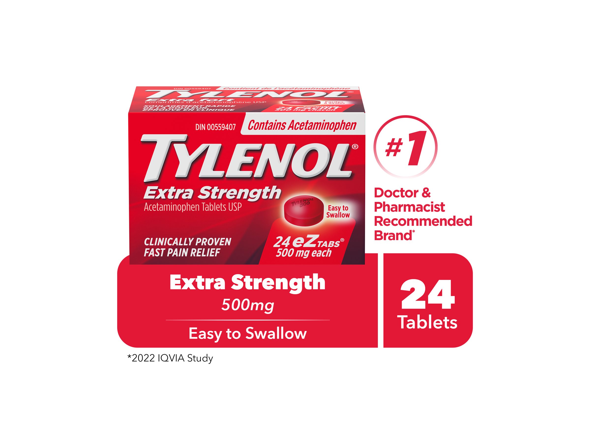 Tylenol* Extra Strength Acetaminophen eZ Tabs - 500mg