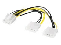 MicroConnect 4-PIN intern strøm (male) - 8 pin PCI Express-strøm (female) Strømforsyningsadapter