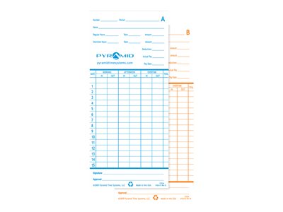 Pyramid Time card month to sheet 3.374 in x 7.437 in (pack of 100) 