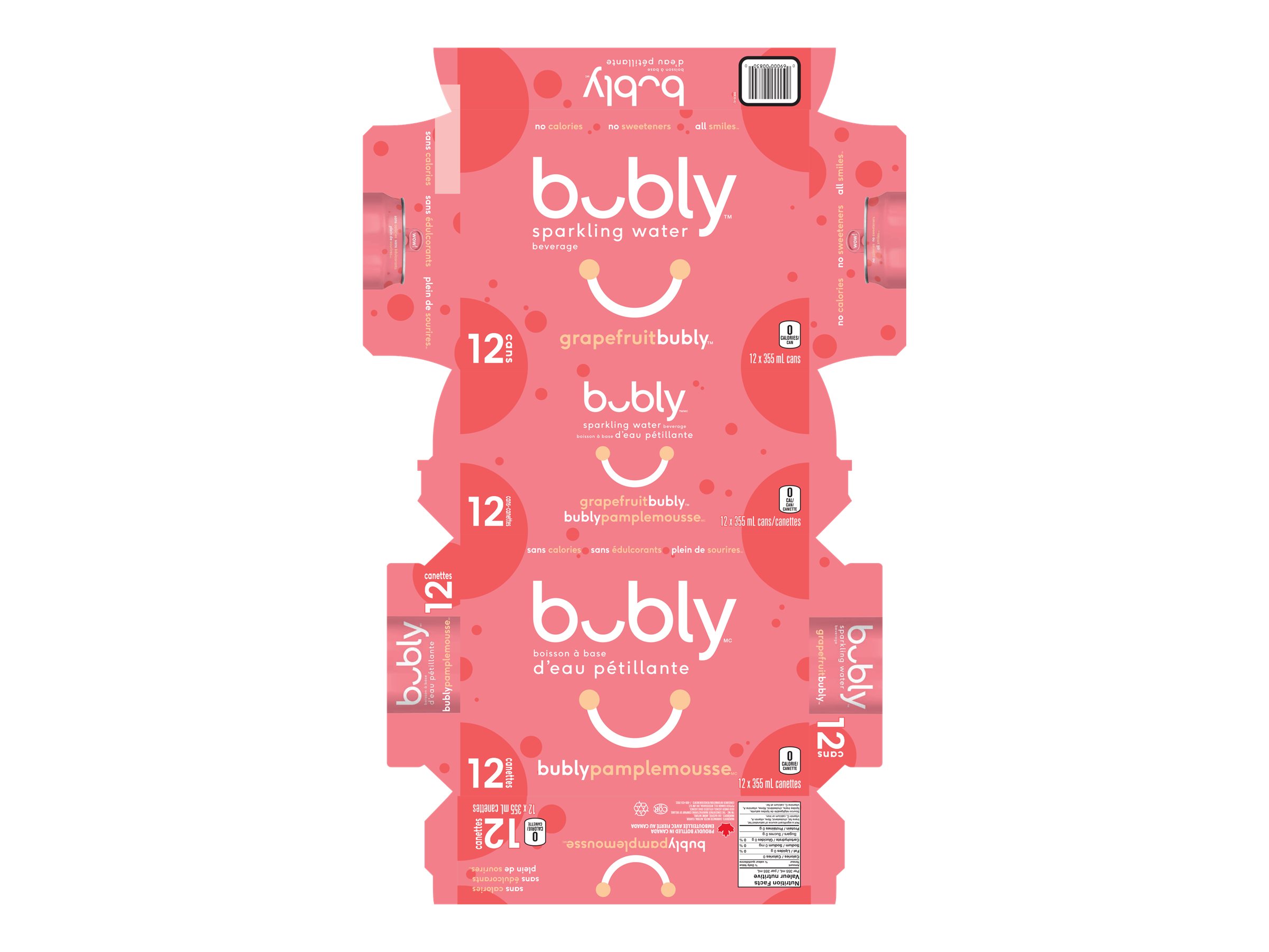 Bubly Sparkling Water - Grapefruit - 12x355ml