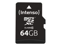 Intenso - Flash memory card (microSDXC to SD adapter included) - 64 GB - Class 10 - microSDXC