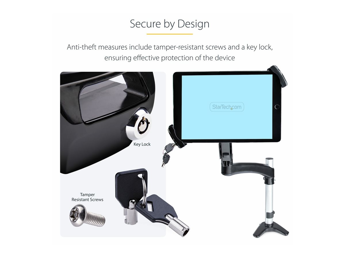 StarTech.com VESA Mount Adapter for Tablets 7.9 to 12.5in - Up to 2kg (4.4lb) - 75x75/100x100 VESA Patterns - Universal Anti-Theft Tablet VESA Mount Clamp - Secure Tablet Mount - Black montážní sada - pro tablet - černá – foto 5