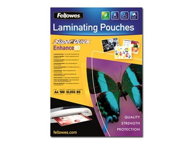 FELLOWES SUPERQUICK LAM POUCH 80MIC A4