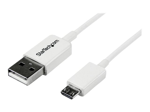 Image of StarTech.com 3.3 ft. (1 m) USB to Micro USB Cable - USB 2.0 A to Micro B - White - Micro USB Cable (USBPAUB1MW) - USB cable - Micro-USB Type B to USB - 1 m