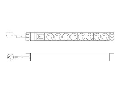 DIGITUS PDU 1U 8xCEE7/5 Ausgänge 230V/16A schwarz - DN-95402-1-FR