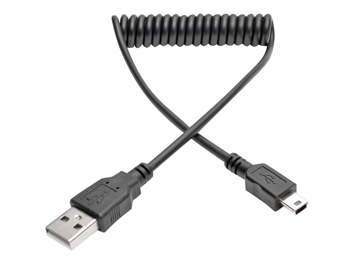 Tripp Lite 3ft Hi-Speed USB 2.0 to Mini-B Cable Coiled USB A-Mini-B M/M 3'