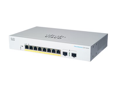 Cisco Business 220 Series CBS220-8P-E-2G switch 10 ports smart Product shot Right-angle 79250