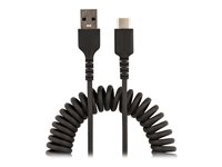 StarTech 3ft (1m) USB A to C Charging Cable, Coiled Heavy Duty Fast Charge & Sync USB-C Cable, High Quality USB 2.0 A to Type