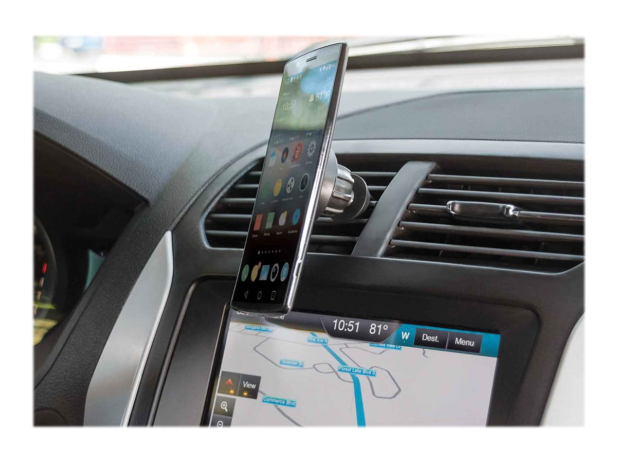 Manhattan Magnetic Car Air-Vent Phone Mount, Adjustable Clip-on, Quick Attach and Release, Non-Skid Pad, Black, Boxed