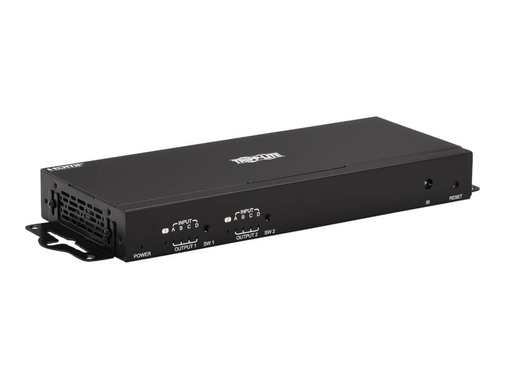 Eaton Tripp Lite series 4x2 HDMI Matrix Switch/Splitter with Remote Control and Multi-Resolution Support, 4K 60 Hz, HDR, 4:4:4, TAA