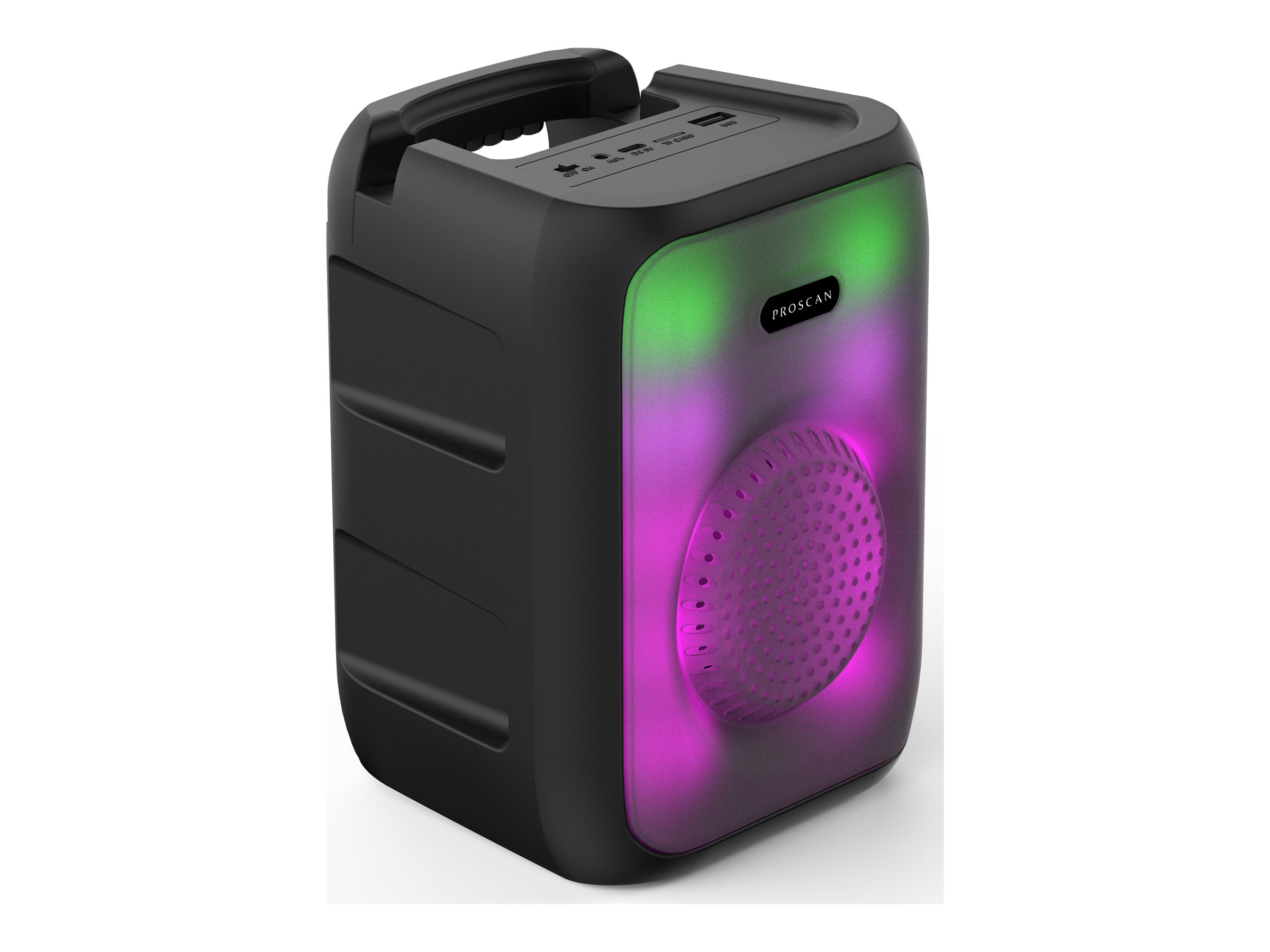 Proscan - Portable Bluetooth Speaker with LED Lighting, AUX Input, Bla
