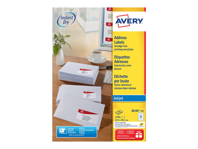 Avery Address Labels 2100 Labels 635 X 381 Mm