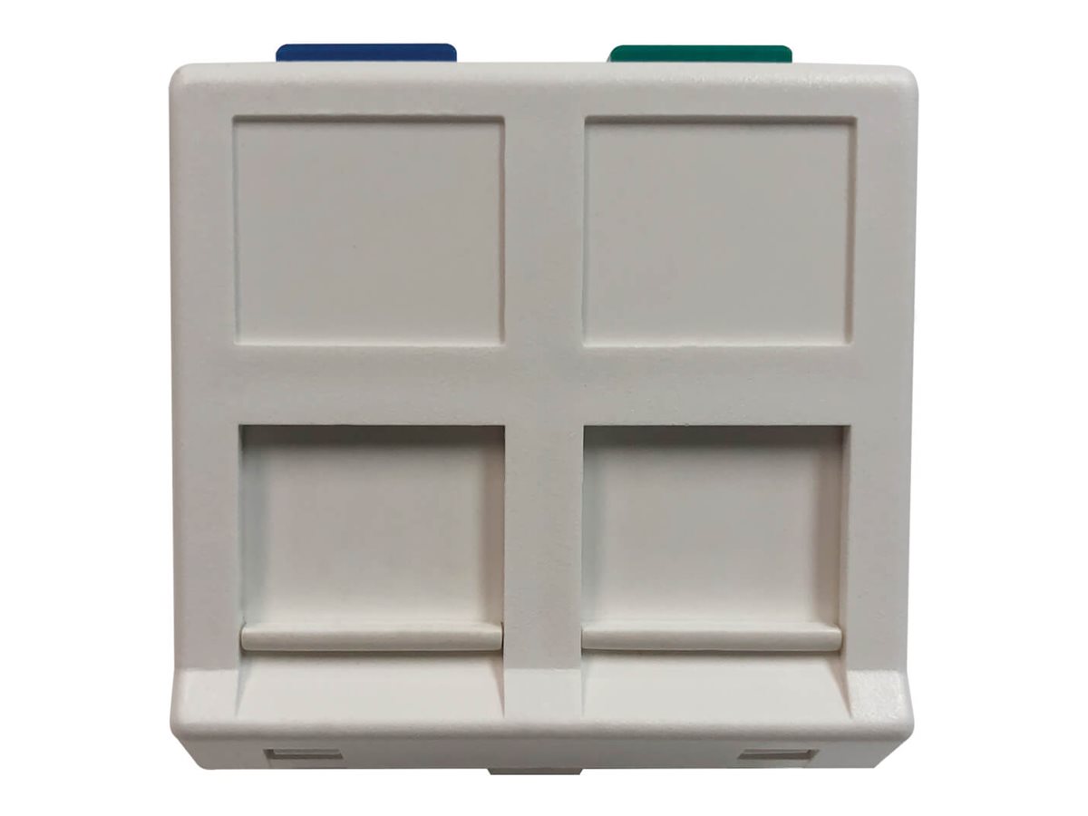 Eaton Tripp Lite Series 2-Port European-Style Insert, Unloaded Shuttered Angled Module, Icon Tabs, White