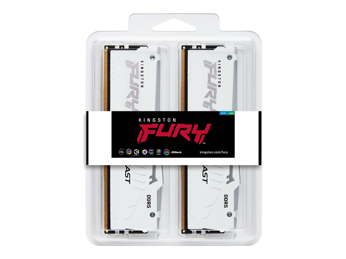 Kingston FURY Beast RGB DDR5 kit 32 GB: 2 x 16 GB DIMM 288-pin 6000 MHz / PC5-48000 Product shot Front 79875
