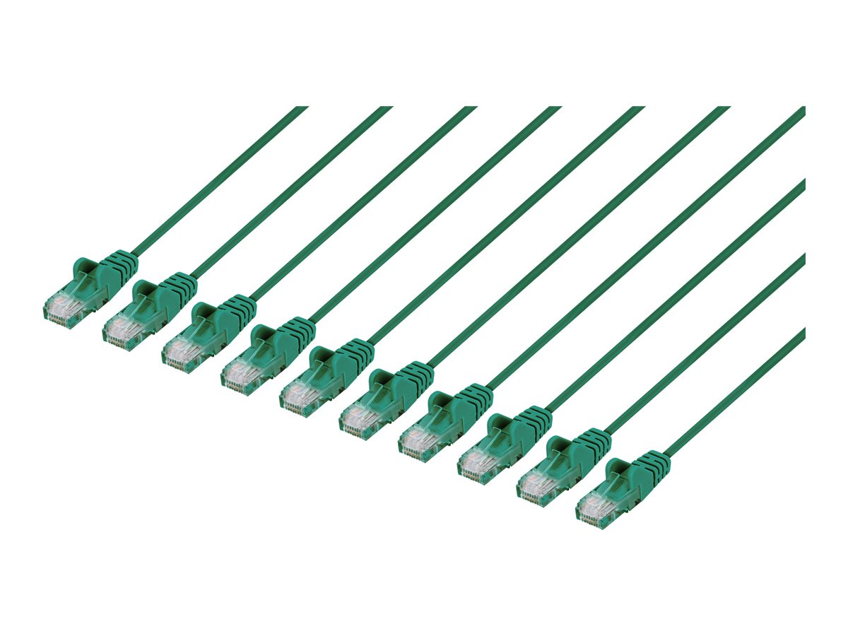 CAT6 U/UTP SLIM NETWORK PATCH CABLE, 7 FT., GREEN, 10-PACK