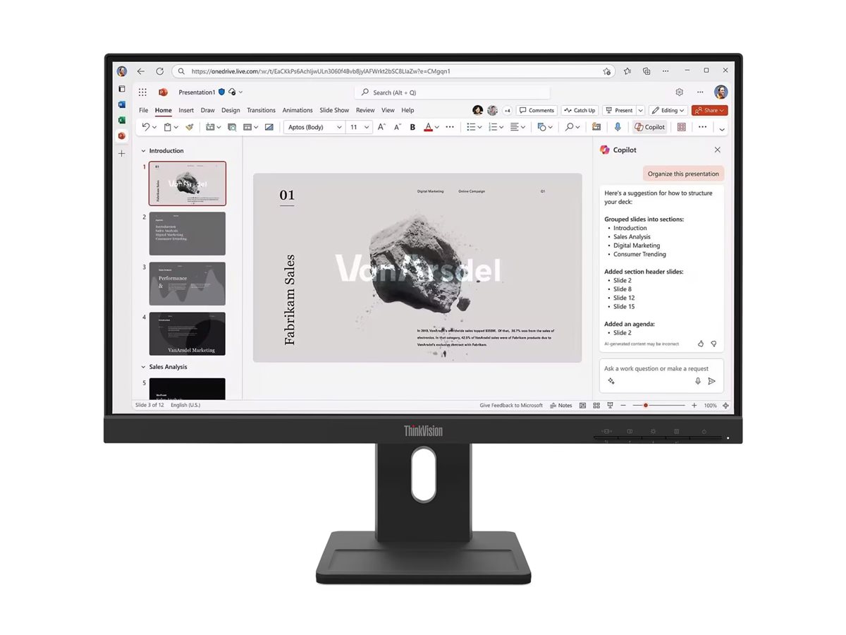 An image of Lenovo ThinkVision E22-40 - LED monitor - Full HD (1080p) - 21.5"