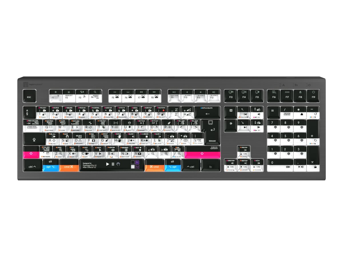 An image of LogicKeyboard Adobe Filmmaker - Premiere Pro & After Effects Astra 2 - keyboard - Mac - QWERTY - UK - graphite grey Input Device
