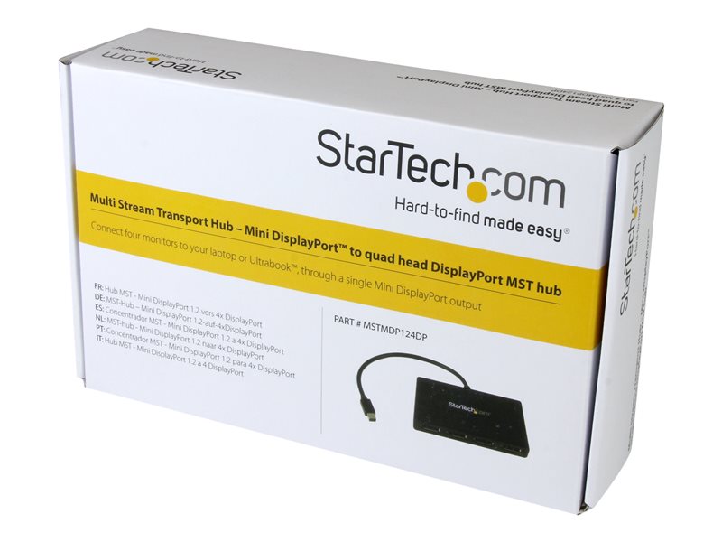 StarTech.com Hub MST Adaptateur Multi-écrans - Répartiteur de Transport  Vidéo Multi-stream/vers 3 Moniteurs/3 Ports d'affichage Windows DP vers DP  1.4 4k pour PC (MST14DP123DP) - répartiteur vidéo/audio - 3 ports -  MST14DP123DP