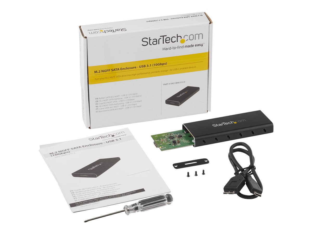 StarTech.com M.2 SSD Enclosure for M.2 SATA SSDs - USB 3.1 (10Gbps) with USB-C Cable - External Enclosure for USB-C Host - Aluminum (SM21BMU31C3) - kryt úložiště - SATA 6Gb/s - USB 3.1 (Gen 2) – foto 3