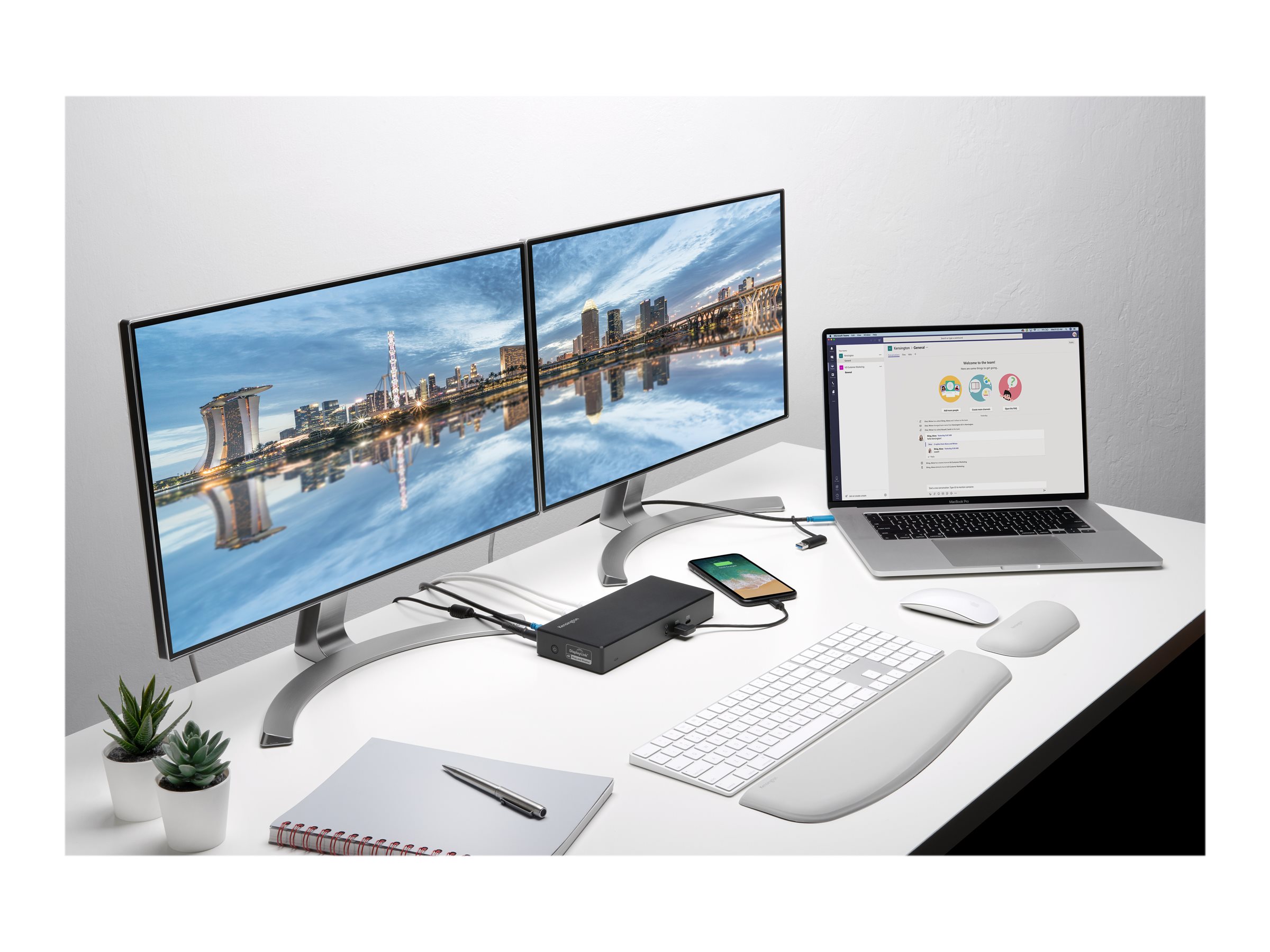 Kensington SD4780P USB-C & USB 3.0 10Gbps Dual 4K Hybrid Docking Station w/ 100W PD DP++ & HDMI Usage / lifestyle Front 72785